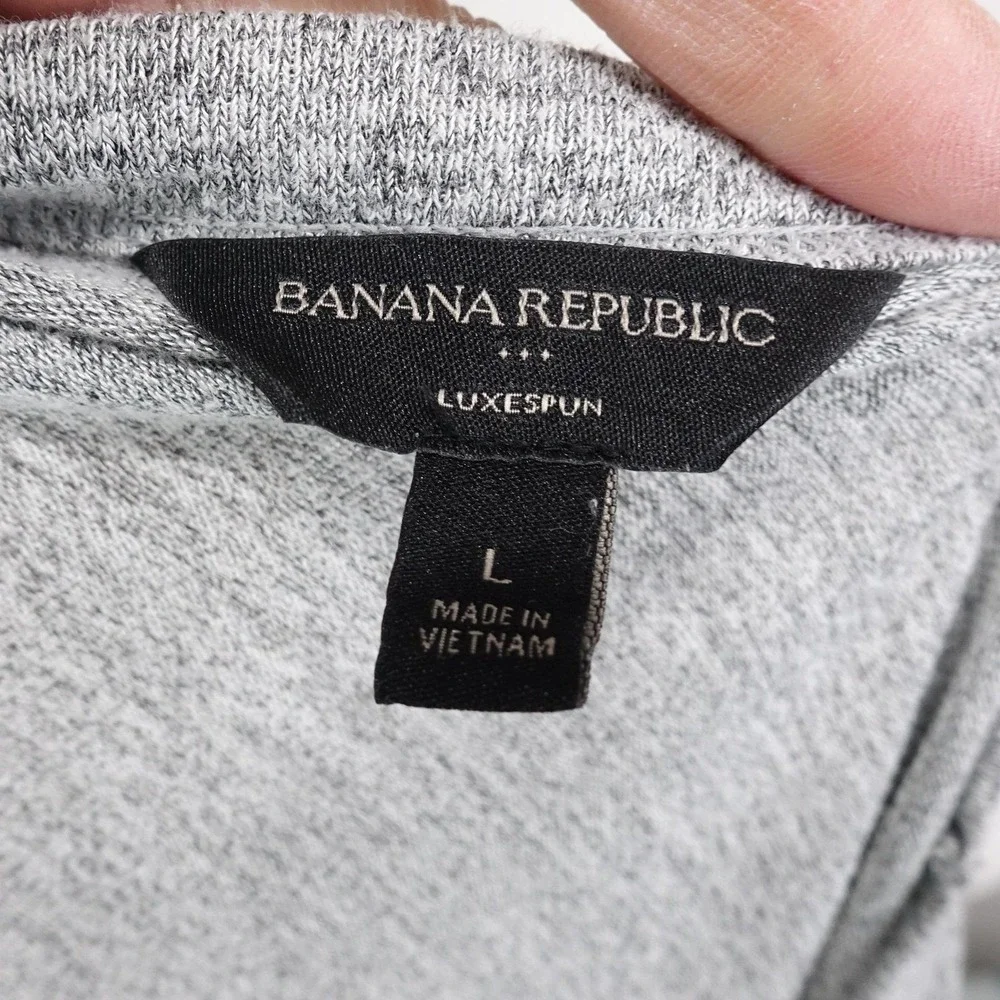 Banana Republic Shirt Mens Large Gray Luxespun Long Sleeve Crewneck Soft Top‎